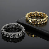 Gothic Men's Bracelet Stainless Steel Skull Charm Cuban Chain