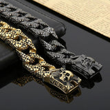 Gothic Men's Bracelet Stainless Steel Skull Charm Cuban Chain