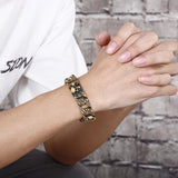 Gothic Men's Bracelet Stainless Steel Skull Charm Cuban Chain