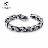 Stainless Steel Link Chain Bracelet Men Women Jewelry 21.5cm Flower Charm