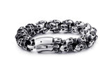 Vintage Skull Charm Large Stainless Steel Bracelet Men's Punk Skeleton Jewelry