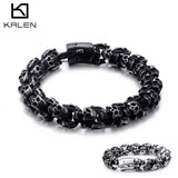 Vintage Skull Charm Large Stainless Steel Bracelet Men's Punk Skeleton Jewelry