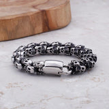 Vintage Skull Charm Large Stainless Steel Bracelet Men's Punk Skeleton Jewelry