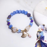 Genshin Impact Ayaka Fan Bracelet Crystal Beads Women Jewelry