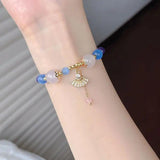 Genshin Impact Ayaka Fan Bracelet Crystal Beads Women Jewelry