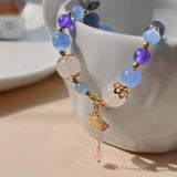 Genshin Impact Ayaka Fan Bracelet Crystal Beads Women Jewelry