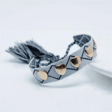 10pcs Heart Stars Wrap Bracelet Metal Buckle Lace Up Adjustable Fabric Bracelets
