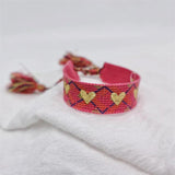 10pcs Heart Stars Wrap Bracelet Metal Buckle Lace Up Adjustable Fabric Bracelets