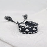 10pcs Heart Stars Wrap Bracelet Metal Buckle Lace Up Adjustable Fabric Bracelets