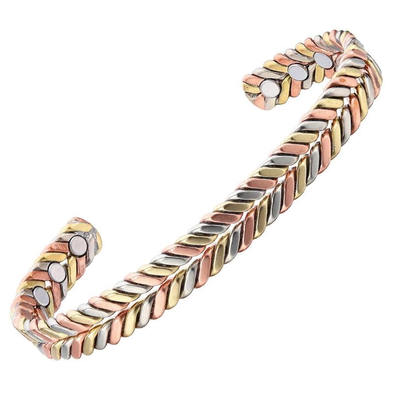 Open Cuff Magnetic Copper Bangle Bracelet for Women - Rose Color