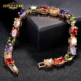 18K Rose Rainbow CZ Charm Bracelet for Women