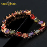 18K Rose Rainbow CZ Charm Bracelet for Women