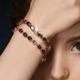 18K Rose Rainbow CZ Charm Bracelet for Women