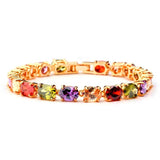 18K Rose Rainbow CZ Charm Bracelet for Women
