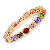 18K Rose Rainbow CZ Charm Bracelet for Women