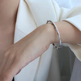 Stainless Steel Bamboo Knot Button Bracelet Women's Jewelry