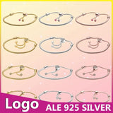 925 Silver Heart Clasp Snake Chain Slider Bracelet
