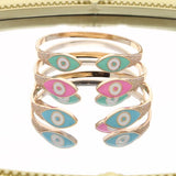 Colorful Enamel Evil Eye Charm Cuff Bangle Bracelet