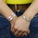 Colorful Enamel Evil Eye Charm Cuff Bangle Bracelet