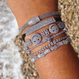 Happy Face CZ Link Chain Bracelet