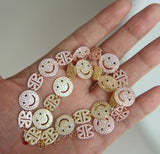 Happy Face CZ Link Chain Bracelet