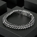 Fongten Men Steel Chain Darkness Punk Bracelet Handicraft Style
