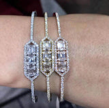 Cubic Zircon Crystal CZ Dubai Bracelet Bangle Cuff Women Wedding