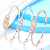 Cubic Zircon Crystal CZ Dubai Bracelet Bangle Cuff Women Wedding