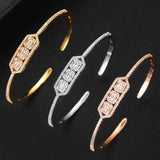 Cubic Zircon Crystal CZ Dubai Bracelet Bangle Cuff Women Wedding