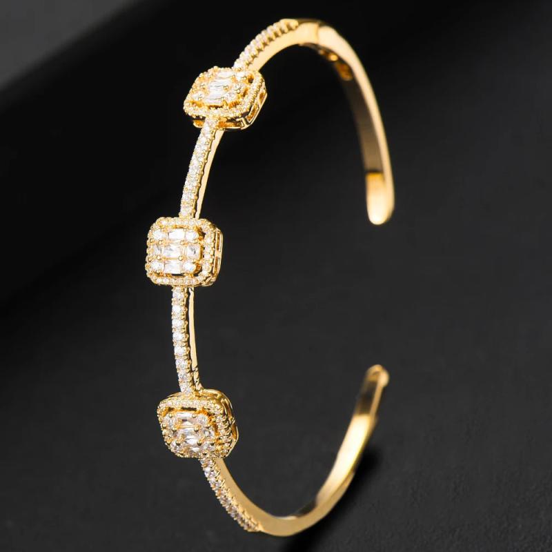 Women's Stackable Bangle Cuff with Full CZ Crystal Dubai Bracelet