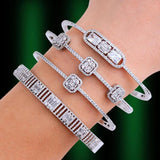 Women's Stackable Bangle Cuff with Full CZ Crystal Dubai Bracelet
