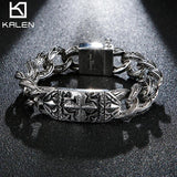 17mm Vintage Cross Bracelet Stainless Steel 316L Cuban Chain Bangle Male Gift