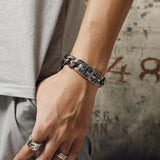 17mm Vintage Cross Bracelet Stainless Steel 316L Cuban Chain Bangle Male Gift