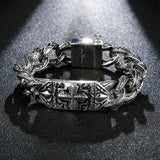 17mm Vintage Cross Bracelet Stainless Steel 316L Cuban Chain Bangle Male Gift