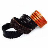 20pcs Brown Leather Bracelet Men Women Braid Wide Bangle Jewelry
