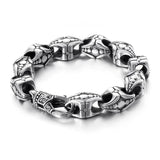12mm Silver Punk Charm Bracelet Stainless Steel Biker Jewelry