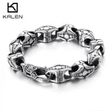 12mm Silver Punk Charm Bracelet Stainless Steel Biker Jewelry