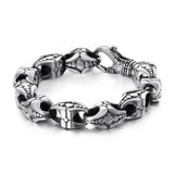 12mm Silver Punk Charm Bracelet Stainless Steel Biker Jewelry