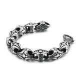 12mm Silver Punk Charm Bracelet Stainless Steel Biker Jewelry