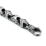 12mm Silver Punk Charm Bracelet Stainless Steel Biker Jewelry