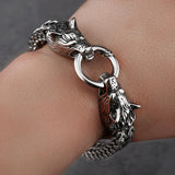 Men's Domineering Wolf Head Bracelet Stainless Steel Gift Bag