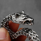 Men's Domineering Wolf Head Bracelet Stainless Steel Gift Bag