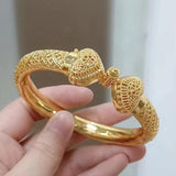 24k Dubai Wedding Bangles For Women Girls Heart Bride Bangles Bracelets Jewelry