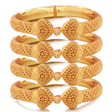 24k Dubai Wedding Bangles For Women Girls Heart Bride Bangles Bracelets Jewelry