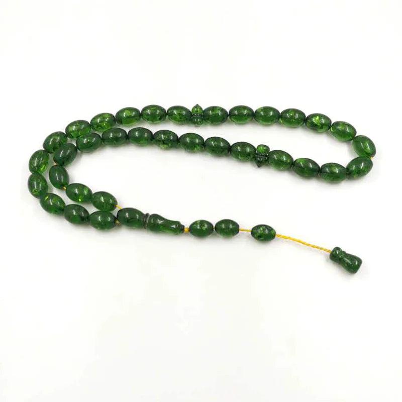 Green Resin Tasbih 33 Big size Prayer bead islamic Rosary Muslim Man