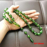 Green Resin Tasbih 33 Big size Prayer bead islamic Rosary Muslim Man