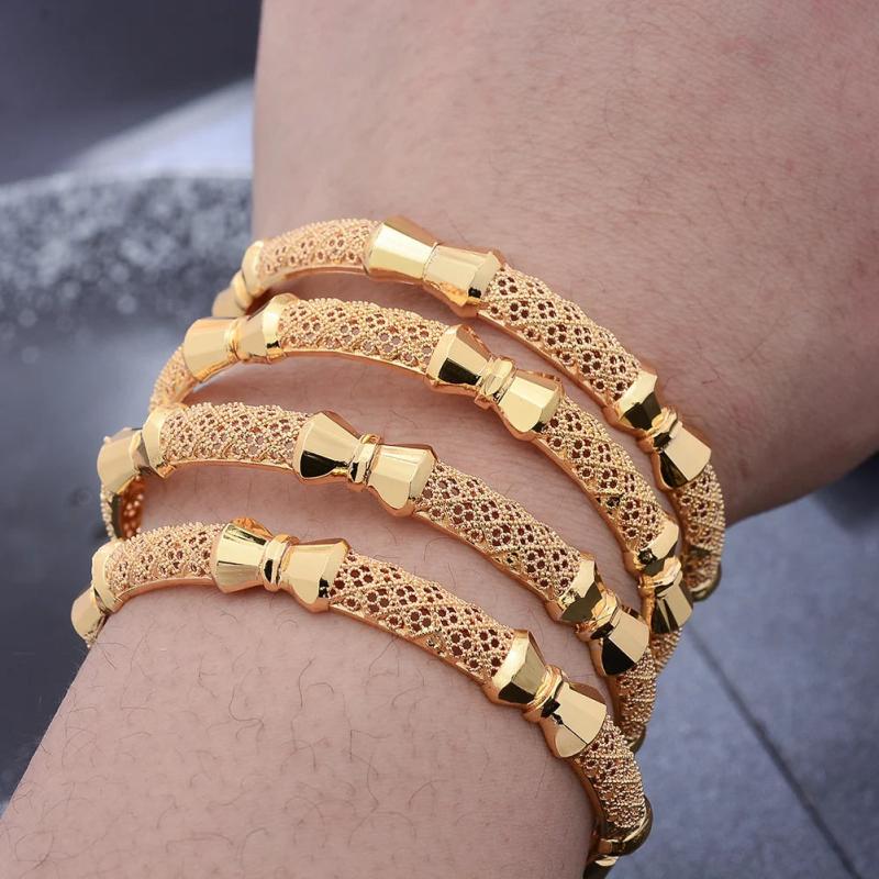 24K Small 4Pcs/lot Dubai Bangles For Women Girls Ethiopian Bangles