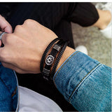 Star of David Leather Bracelet with Magnetic Buckle