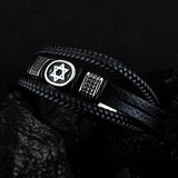 Star of David Leather Bracelet with Magnetic Buckle
