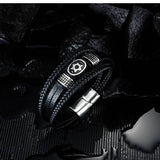 Star of David Leather Bracelet with Magnetic Buckle
